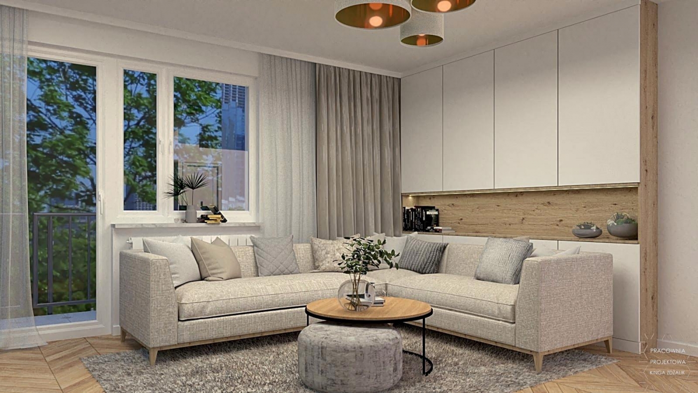 wygodna sofa w salonie ze stolikiem