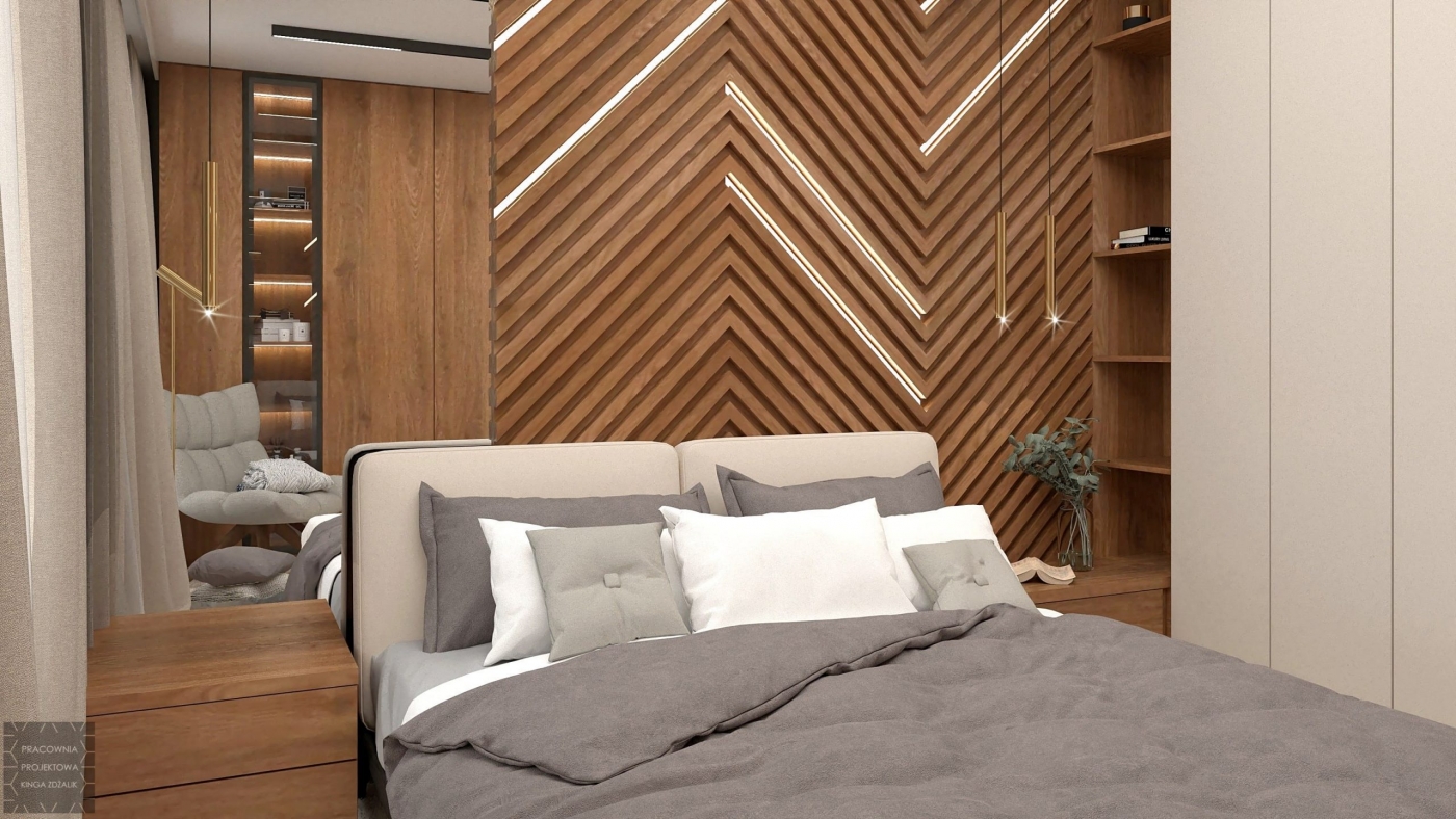 ozdobny zagłówek w sypialni