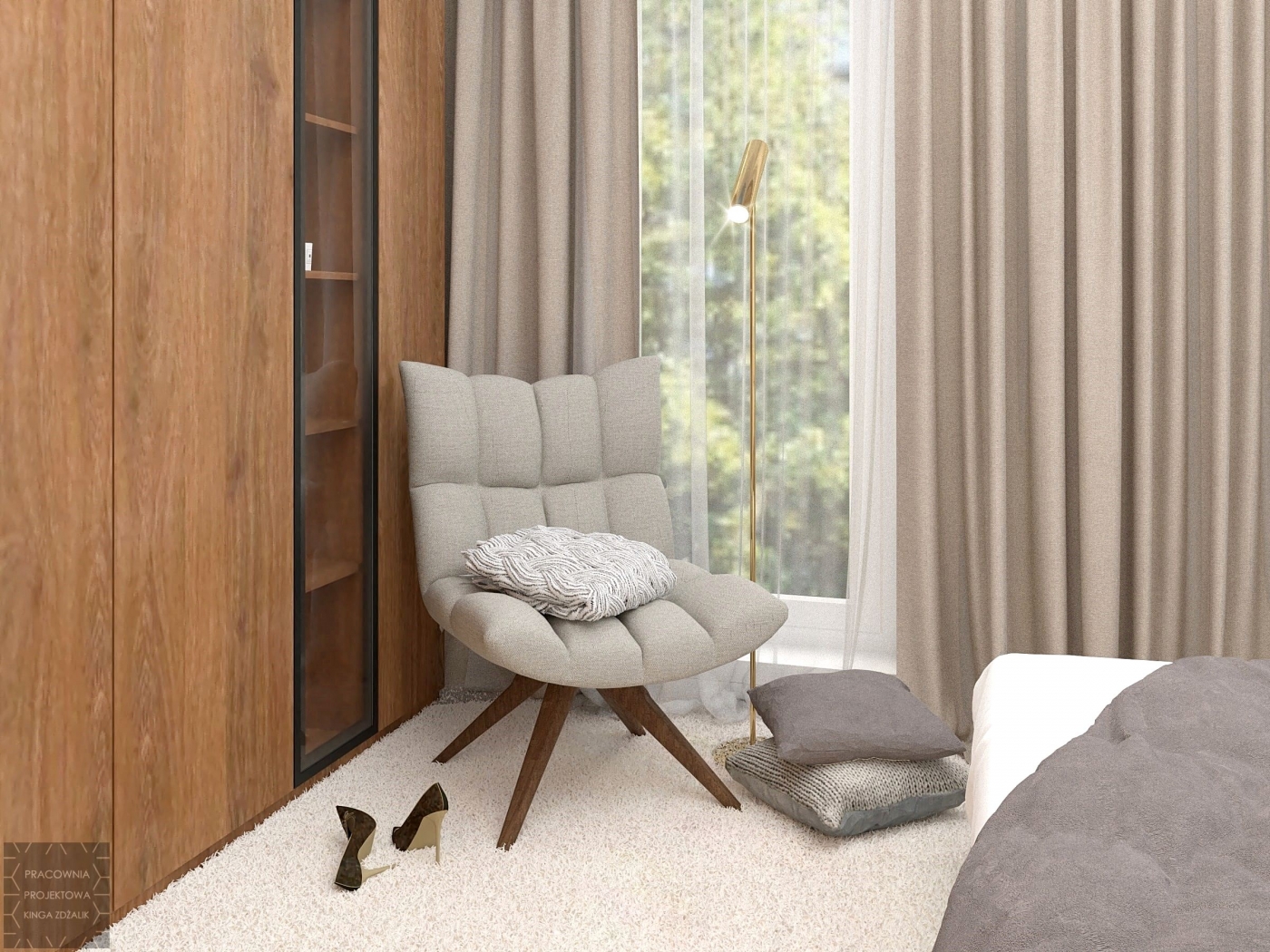 fotel w sypialni
